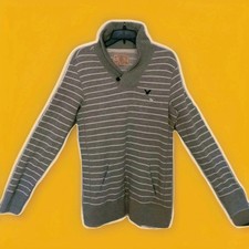 NWT American Eagle Sweater Shawl Neck Button Long Sleeve S Gray Men's