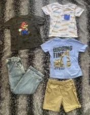 Mixed Brand  Youth Boys 5 Assorted T-Shirt Pants & Shorts Bundle