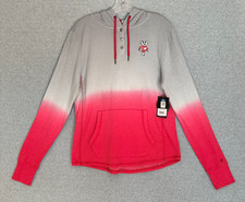 NEW Colosseum Wisconsin Badgers 1/4 Snap Pullover Hoodie Womens Large Red Gray