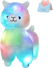13.5'' Light up Alpaca Stuffed Animals LED White Llama Soft Plush Toy with Color