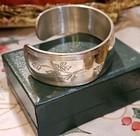 KIRK STIEFF Pewter Cuff Bracelet 2-1/2" Wide Floral Design New! — photo 3