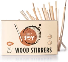 Wood Coffee Stirrers Stir Sticks - 500 Biodegradable Disposable Wooden Beverage