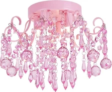 Mini Chandelier Crystal,Semi Flush Mount Pink Girl Chandelier, Small Crystal Cei