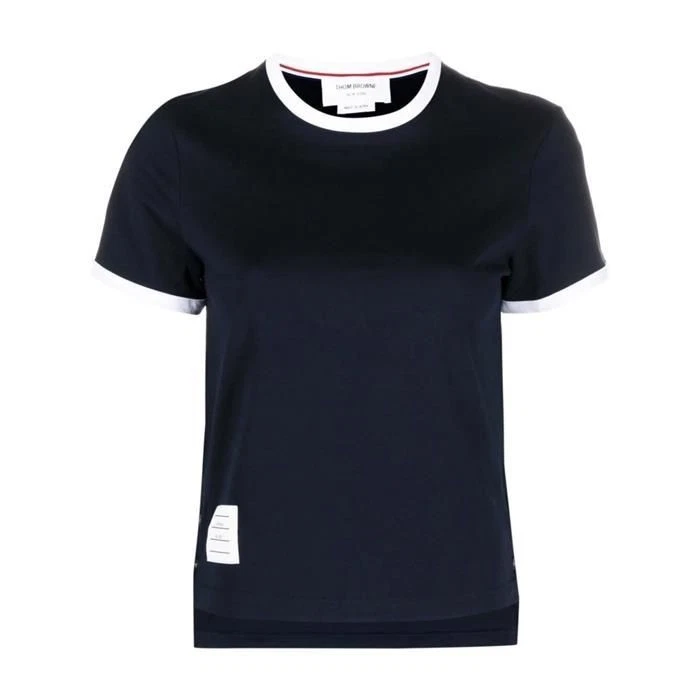 T shirt Thom Browne RWB bordata manica corta blu navy 132580983