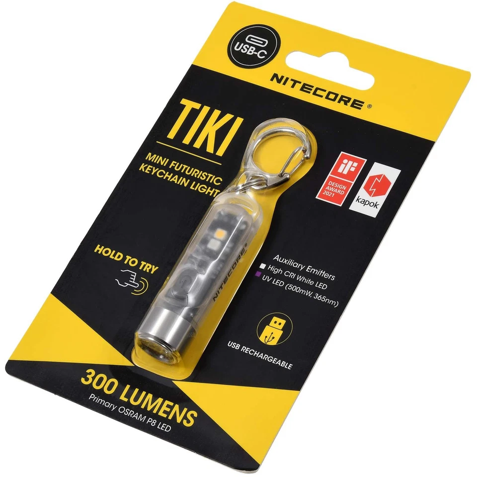 Schlüsselanhänger-Taschenlampe Nitecore TIKI - 300 Lumen, mit UV, Micro-USB Li