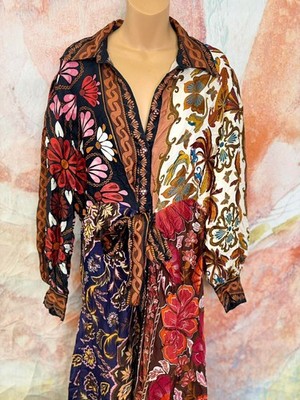 chinese dress ladies FARM Rio Renata Floral Long Sleeve Midi Dress, Sand