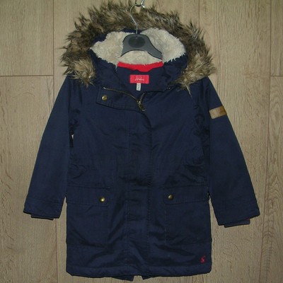 Joules Mädchen dunkelblau Fellbesatz Kapuze Wintermantel Jacke Alter 5 110 cm