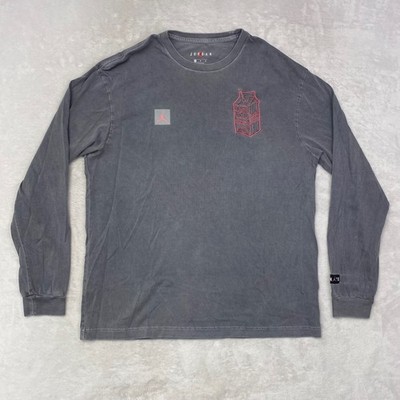 Jordan x Lyrical Lemonade Long Sleeve T-Shirt Men's M Gray Embroidered Logo
