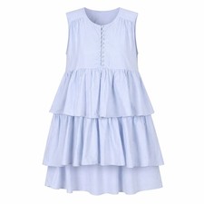 Zara Trafaluc Light Blue Tiered Babydoll mini Dress Small cottagecore girly