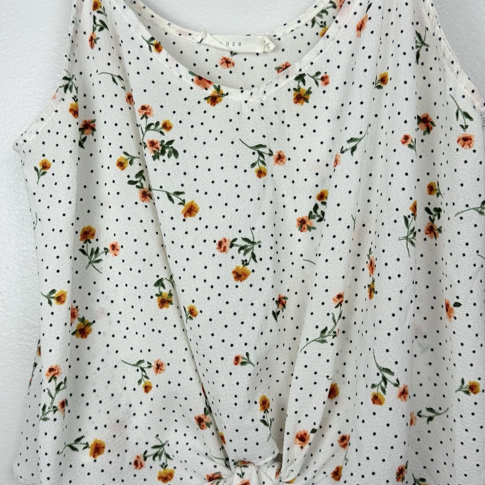 Lush Spaghetti Strap Sunflower Top Womens Size Medium Tie Front - Image 2 of 4