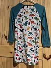 Girls Penelope Plumm Dinosaur Themed Night Gown Sz 10 Long sleeve Green — photo 1