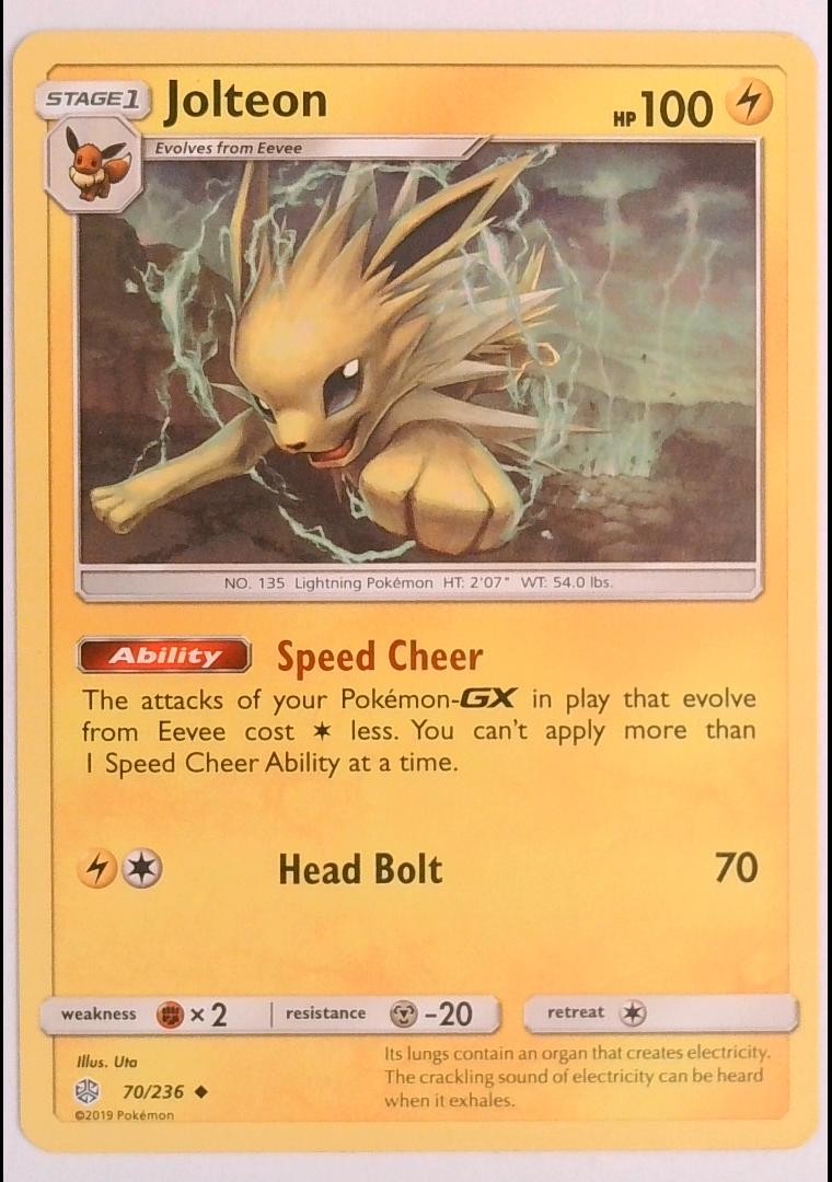 Jolteon 70/236 Uncommon Cosmic Eclipse Pokemon Near Mint