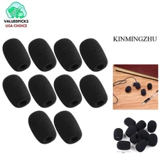 High-Density Foam Windscreen for Mini Microphones - 10 Black Covers Included