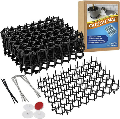 12 Pack Cat Deterrent Mat, 6 X 8 in Scat Mat with Spikes for Plants & Furniture