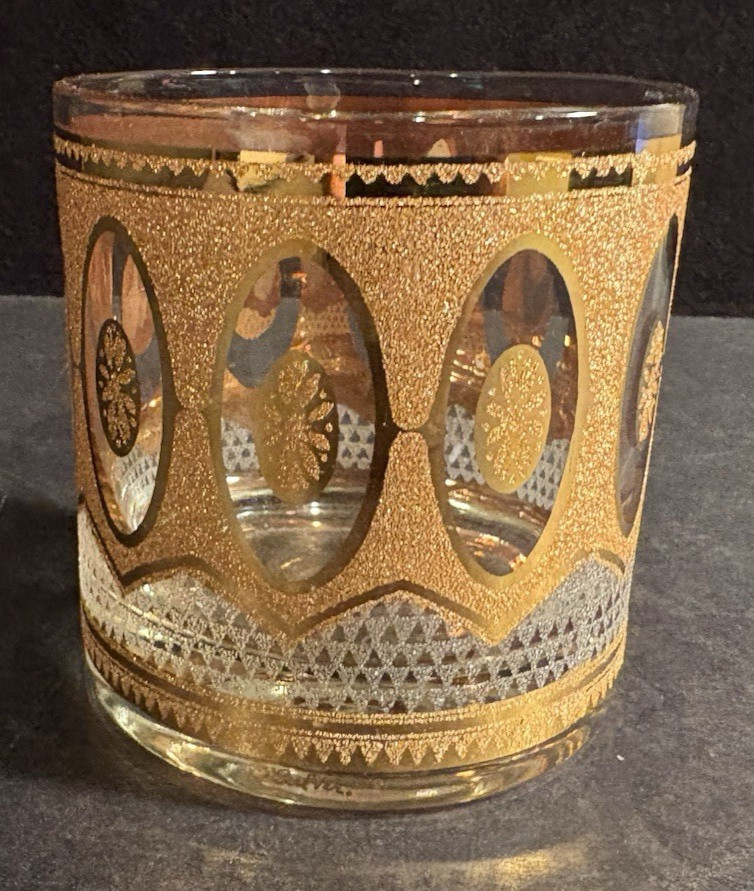 Vintage Culver Hollywood Regency Gold 22K Old Fashioned Glass MCM