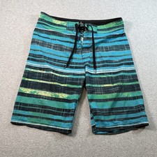 Prana Mens Blue Striped Boardshorts Sz 33/10 Surfing Beach Vacation