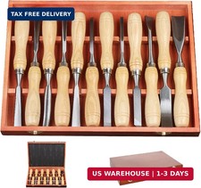 12Pcs Wood Carving Tools Set with 60Cr-V Steel Blades Premium Wooden Gift Box