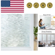 Window Privacy Film, Frosted Glass Static Cling Sun Heat Blocking Window Clin...