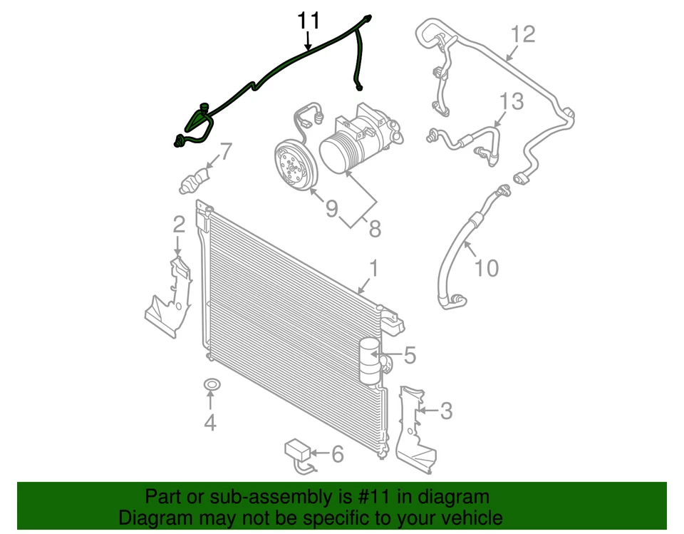 Tubo de aluminio de lado alto de aire acondicionado genuino OEM Nissan Pathfinder 92440-ZS01A Foto 2 de 3