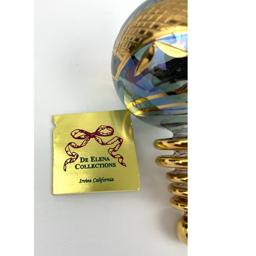 De Elena Collections Egyptian Mouth Blown Glass Ornament Blue Gold Holiday - Picture 4 of 19