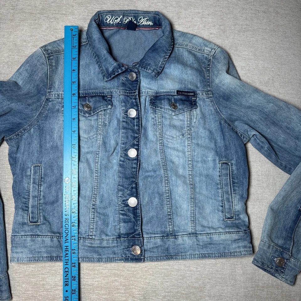 EE. UU. POLO Assn. Chaqueta vaquera azul para mujer talla mediana Trucker Foto 3 de 4