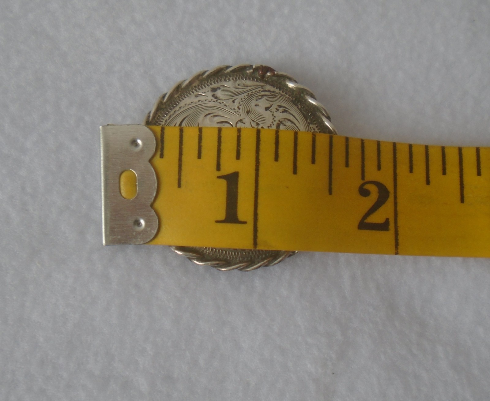 1-1/2" Vintage STERLING Silver Overlay Rope Edge CONCHO~BRIDLE~SPUR STRAP~CHAPS