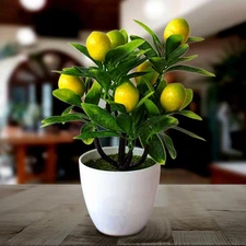 18x24cm Artificial Lemon Tree in Pot – Fake Potted Plant for Home, Garden, Balco