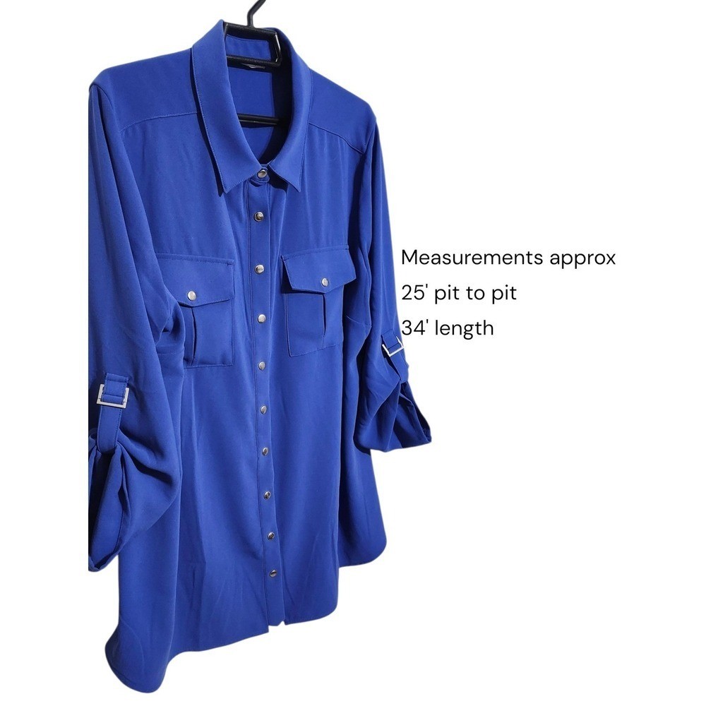 Soft Surroundings Blue Polyester Button Front Rol… - image 2