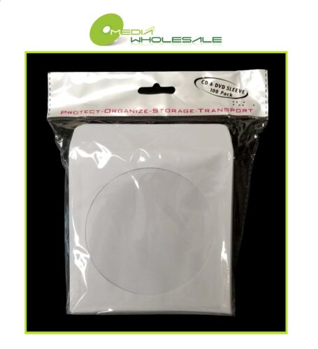 500 PREMIUM Quality CD DVD White Paper Sleeve w/ Window and Flap Envelope 100GR - Afbeelding 1 van 3