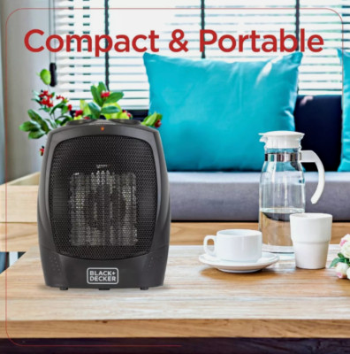 BLACK+DECKER Personal Ceramic Indoor Heater Black Desk or Table Top Space Heater