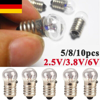Glühlampe 6V 500mA 3W E10 11x24mm Glühbirne Lampe Birne 6Volt 500mA 3Watt 8Pcs