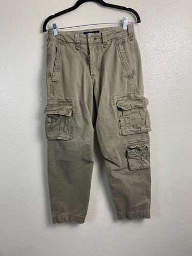 Abercrombie & Fitch Men Loose Cargo Pants Size 28x28 25" Brown Y2K Baggy Utility