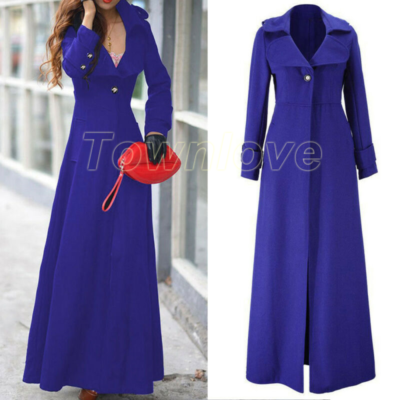 ジャケット・アウター wool mix maxi long trench coat Womens Fashion Lapel Long Jacket Winter Warm Slim Fit Maxi Trench