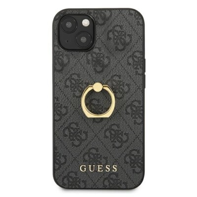 Guess iPhone 13 mini Hülle Case Cover Ring Ständer 4G Stripe Collection grey