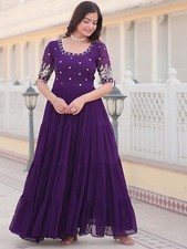 Women Embroidered Flared Maxi Ethnic Dress