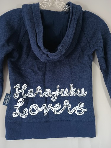 Harajuku Lovers Aye Super Hoodie Youth Sz 8 Embroidered Logo Navy Blue Full-Zip - Picture 12 of 21