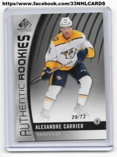 2017-18 UPPER DECK SP GAME USED ALEXANDRE CARRIER AUTHENTIC ROOKIES 29/73 
