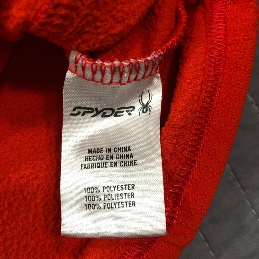 Pullover Spyder Niño Mediano Juvenil Rojo Negro Bloque de Color Vellón Media Cremallera Logo Foto 4 de 4