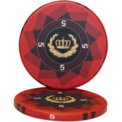 50pcs LAUREL CROWN CERAMIC POKER CHIPS 5 DENOMINATION