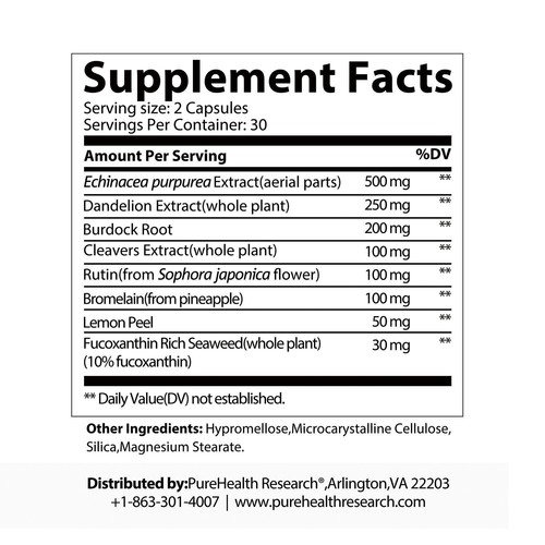 PureHealth Research Lymphsystem - Nahrungsergänzungsmittel zur Lymphunterstützung 60 Kapseln - Bild 8 von 12