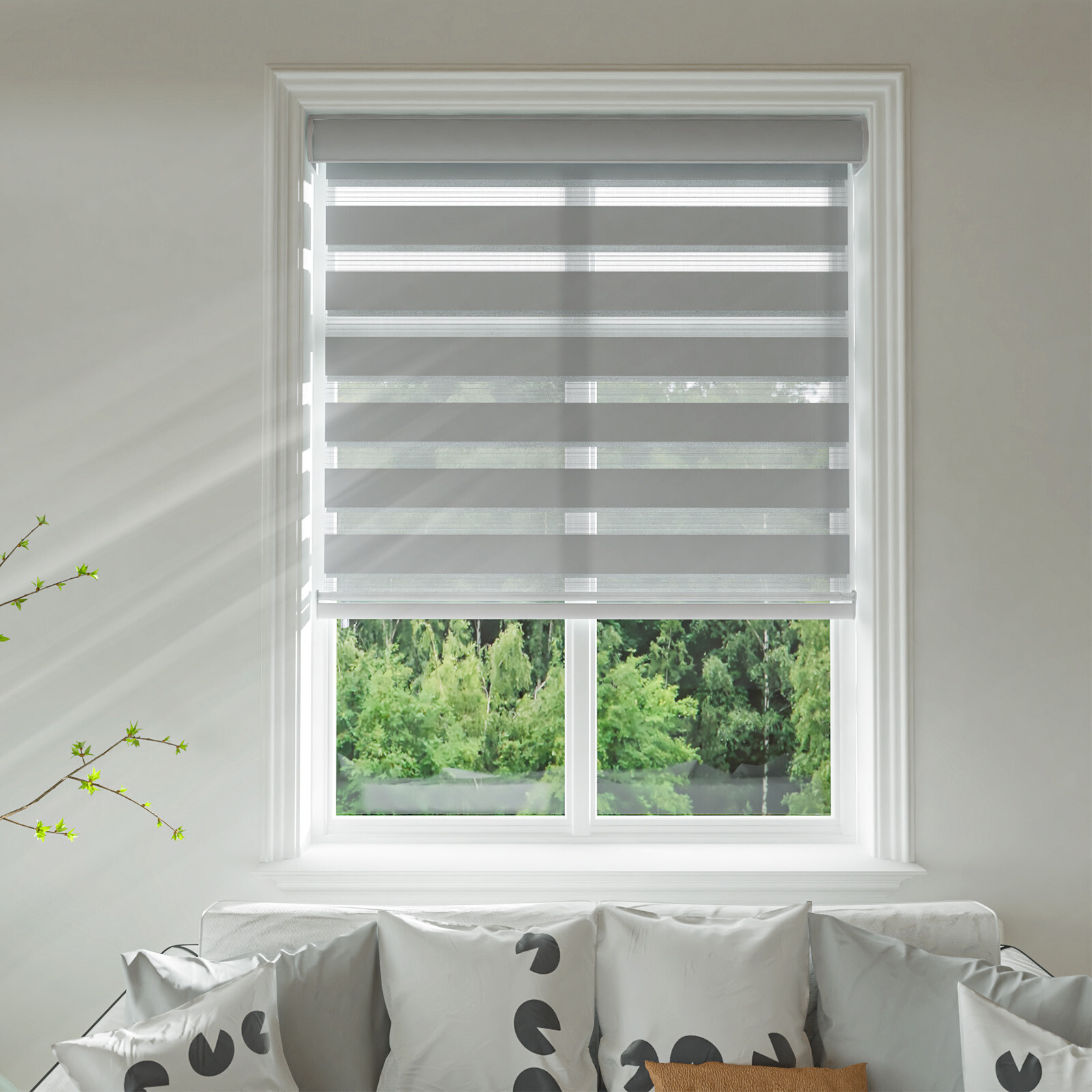 85% Blackout Dual Zebra Roller Blinds Window Shade Curtains,Easy To Install