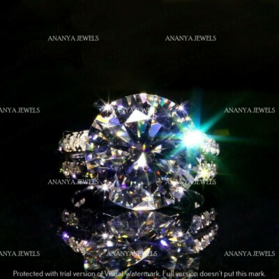 Real 925 Sterling Silver CT Round Cut Solitaire Cubic Zirconia Engagement  Ring