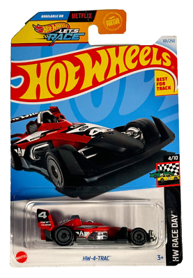 Hot Wheels 2024,HW-4-Trac #101/250,HW RACE DAY 4/10,Red