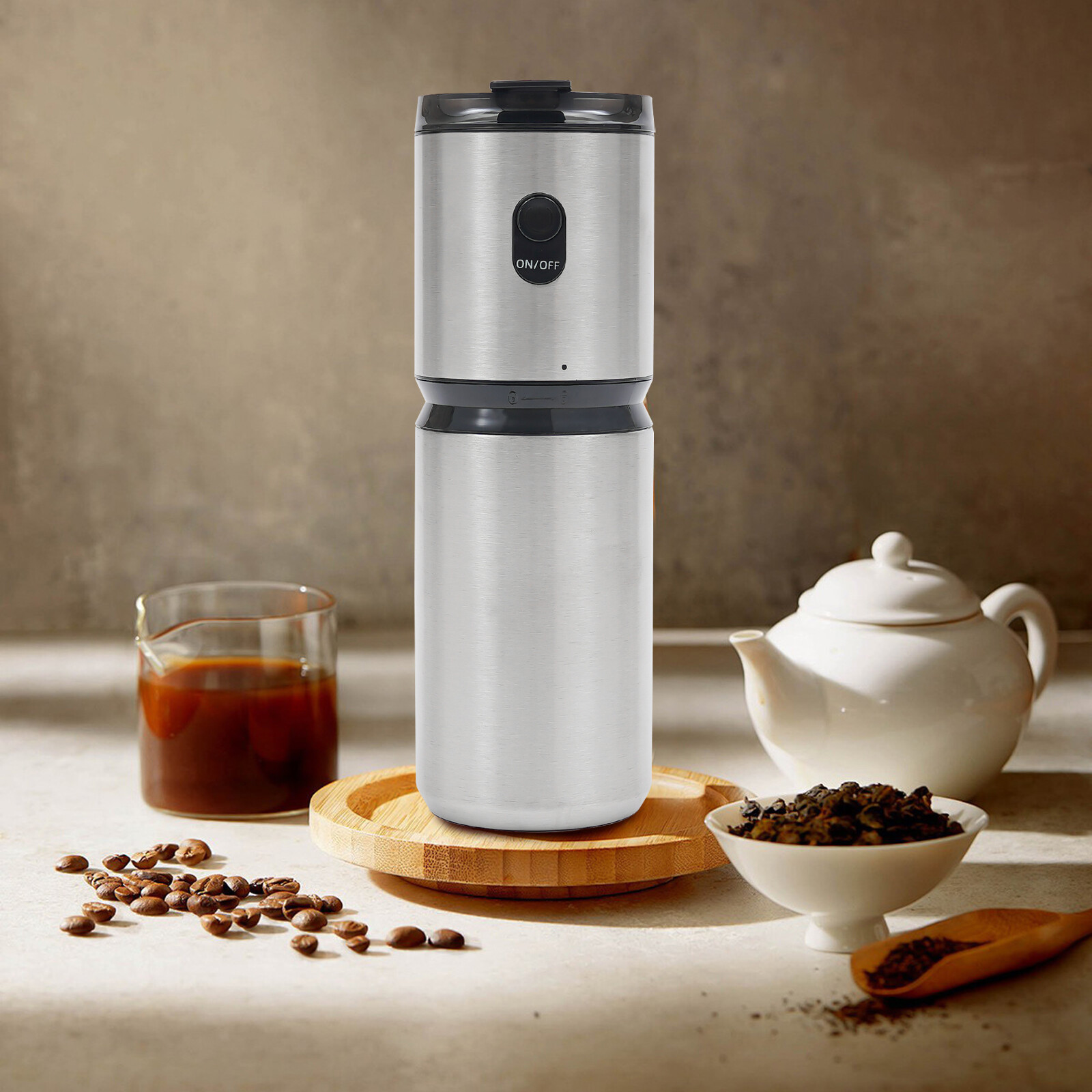 Portable Stainless Steel Electric Coffee Grinder 60 RPM for Fresh Grounds