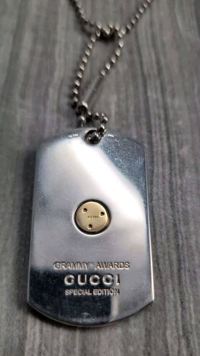 Gucci Sterling Silver 18kt Gold Grammy Awards Dog Tag Gucci Sterling Silver 18kt Gold Grammy Awards Dog Tag