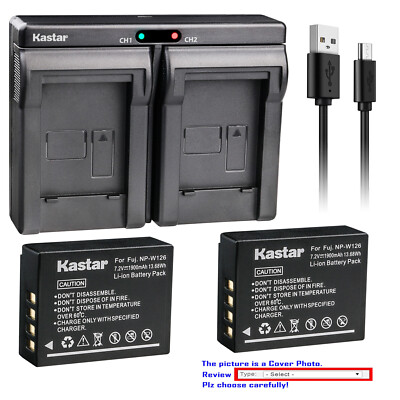 Kastar Battery Slim Dual Charger for Fujifilm NP-W126 BC-W126 & Fujifilm X-T3