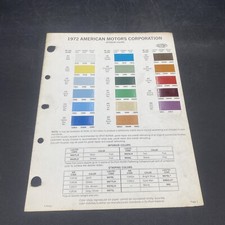 1972 American Motors Corp. Color Paint Chips and Color Codes Sheet, DuPont