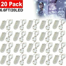 20 Pack 6.6ft 20 LEDs Battery Operated Mini LED Copper Wire String Fairy Lights