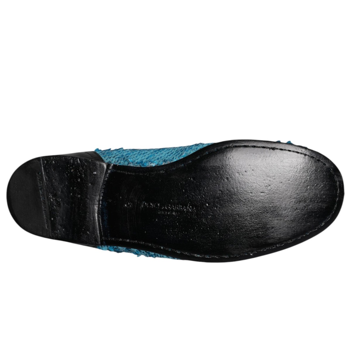 DOLCE & GABBANA Shoes Blue Sequined Loafers Formal Dress Men 