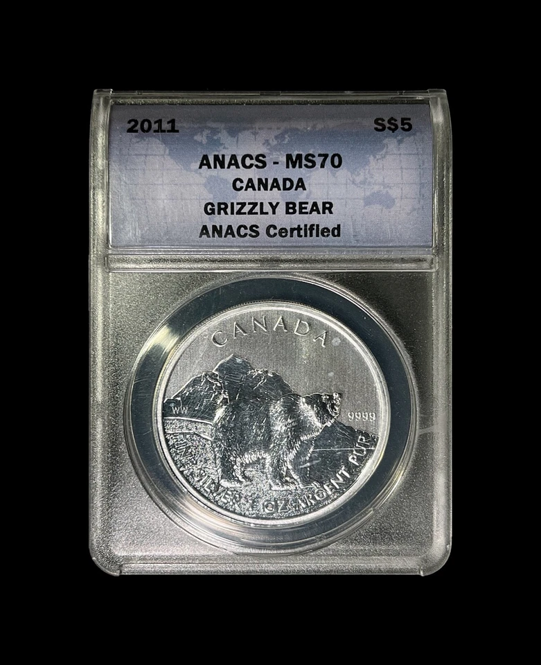 CANADA. 2011, 5 Dollars, Silver - ANACS MS70 - Top Pop 🥇 Grizzly Bear - Image 2 of 4